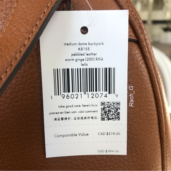 Kate Spade Leila Medium Dome Pebbled Leather Backpack - Picture 10 of 10